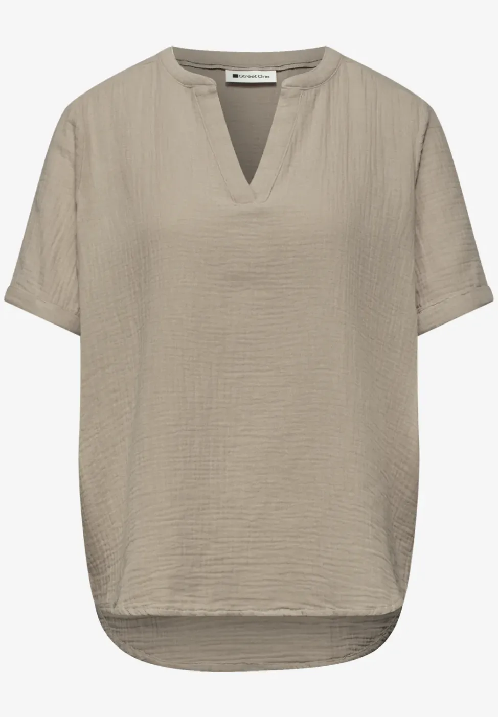 Blouse met korte mouwen in mousseline kwaliteit