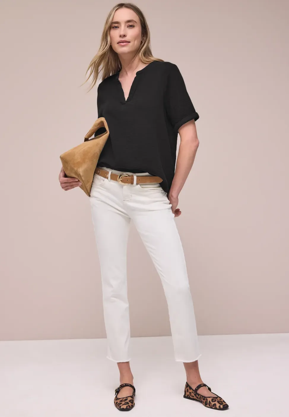 Blouse met korte mouwen in mousseline kwaliteit