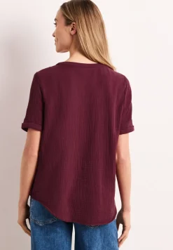 Blouse met korte mouwen in mousseline kwaliteit