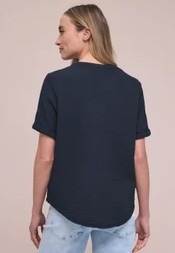 Blouse met korte mouwen in mousseline kwaliteit