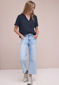Blouse met korte mouwen in mousseline kwaliteit