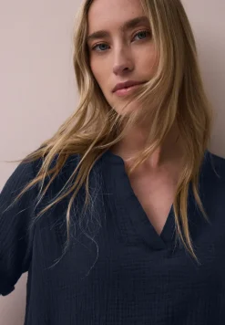 Blouse met korte mouwen in mousseline kwaliteit
