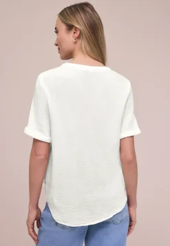 Blouse met korte mouwen in mousseline kwaliteit