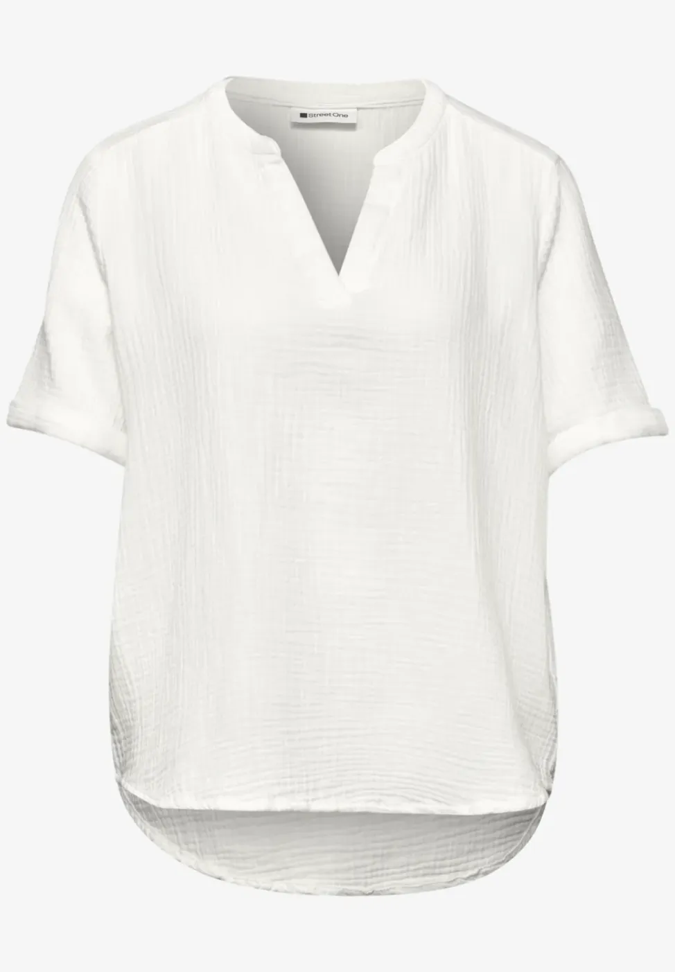 Blouse met korte mouwen in mousseline kwaliteit