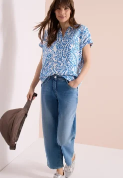 Blouse met korte mouwen in seersucker kwaliteit