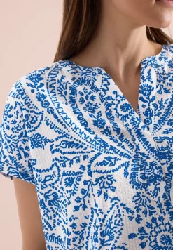 Blouse met korte mouwen in seersucker kwaliteit