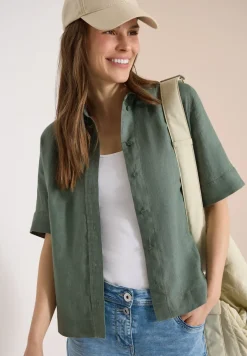 Blouse met korte mouwen van puur linnen
