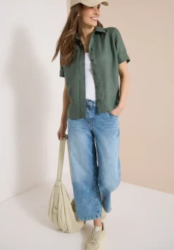 Blouse met korte mouwen van puur linnen