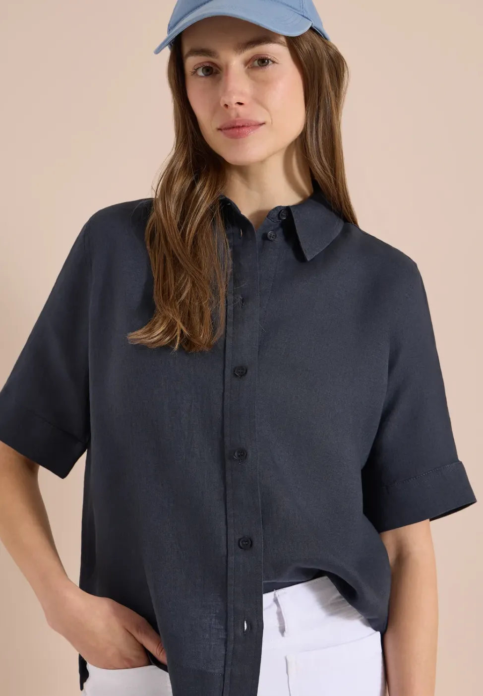 Blouse met korte mouwen van puur linnen