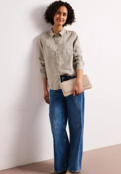 Blouse met lange mouwen en borstzakken