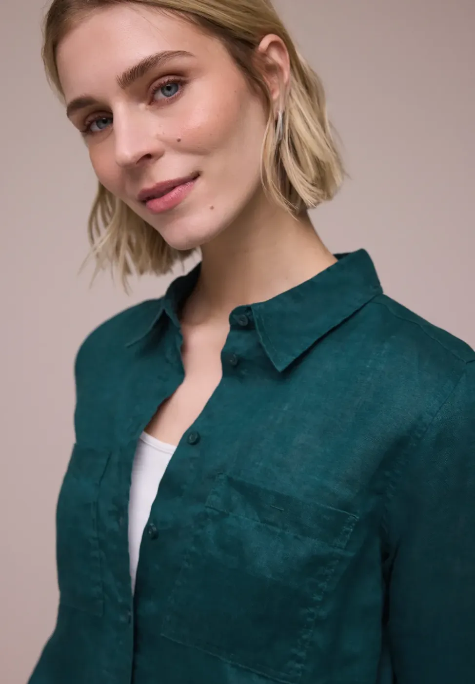 Blouse met lange mouwen en borstzakken