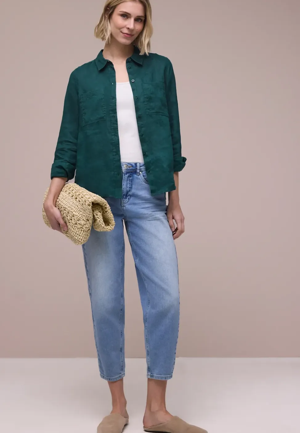 Blouse met lange mouwen en borstzakken