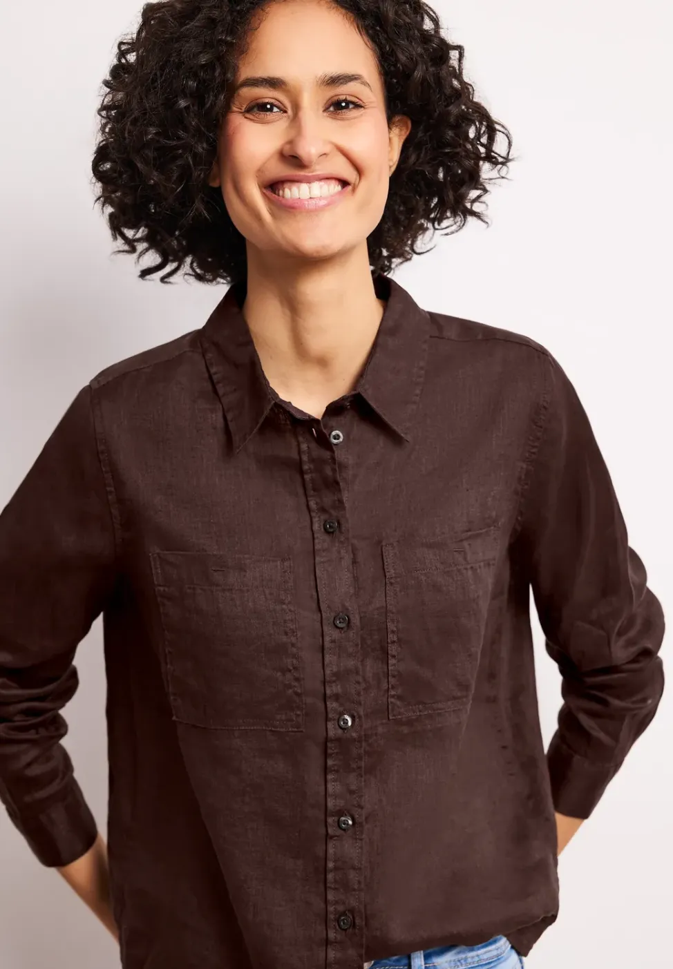 Blouse met lange mouwen en borstzakken