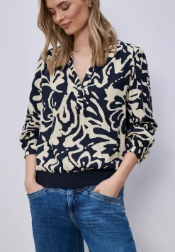 Blouse met lange mouwen en elastische tailleband