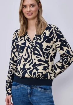 Blouse met lange mouwen en elastische tailleband