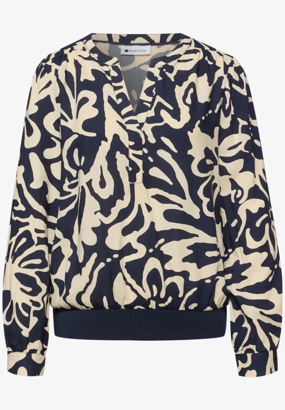 Blouse met lange mouwen en elastische tailleband