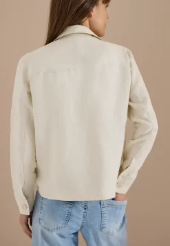 Blouse met lange mouwen en linnen overhemdkraag