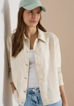 Blouse met lange mouwen en linnen overhemdkraag