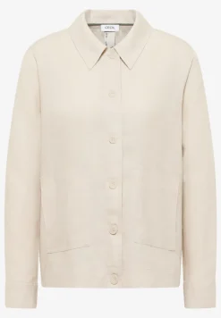 Blouse met lange mouwen en linnen overhemdkraag