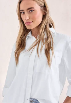 Blouse met lange mouwen en overhemdkraag in keperstof