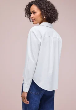 Blouse met lange mouwen en overhemdkraag in keperstof
