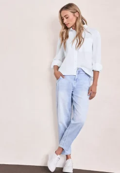 Blouse met lange mouwen en overhemdkraag in keperstof