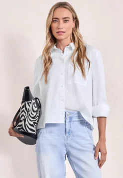 Blouse met lange mouwen en overhemdkraag in keperstof