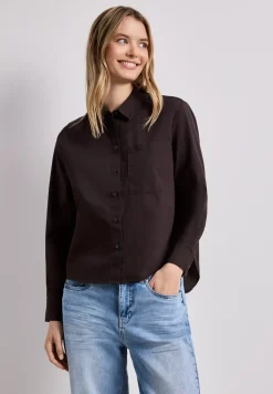 Blouse met lange mouwen en overhemdkraag in keperstof