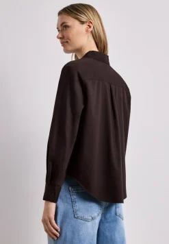 Blouse met lange mouwen en overhemdkraag in keperstof