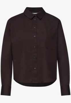 Blouse met lange mouwen en overhemdkraag in keperstof