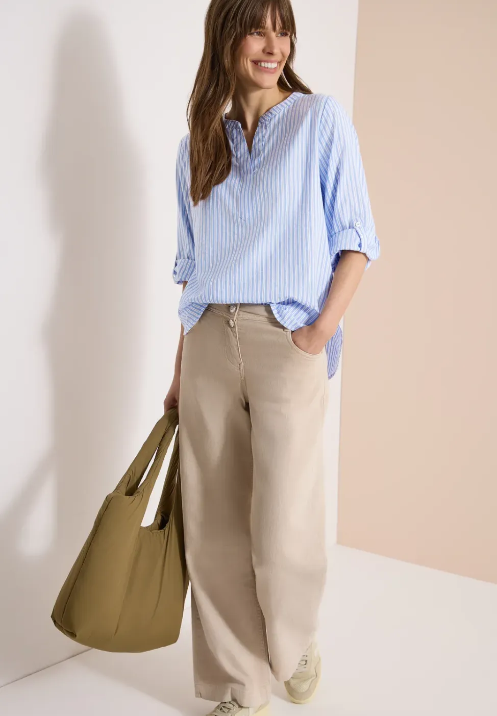 Blouse met lange mouwen in seersucker kwaliteit