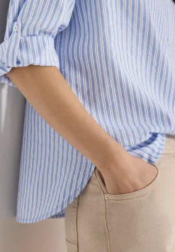 Blouse met lange mouwen in seersucker kwaliteit