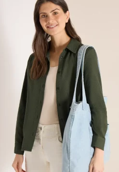 Blouse met lange mouwen, structuur en knopen