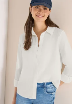 Blouse met lange mouwen, structuur en knopen
