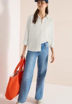 Blouse met lange mouwen, structuur en knopen