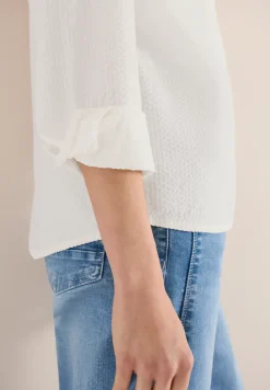 Blouse met lange mouwen, structuur en knopen