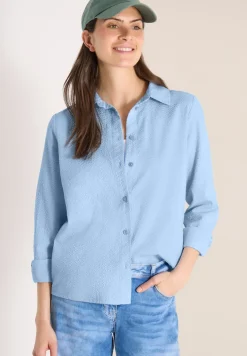 Blouse met lange mouwen, structuur en knopen