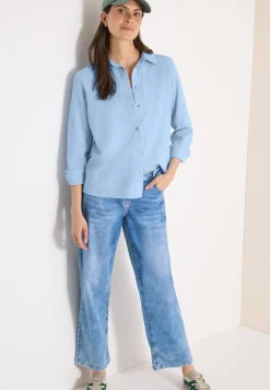 Blouse met lange mouwen, structuur en knopen