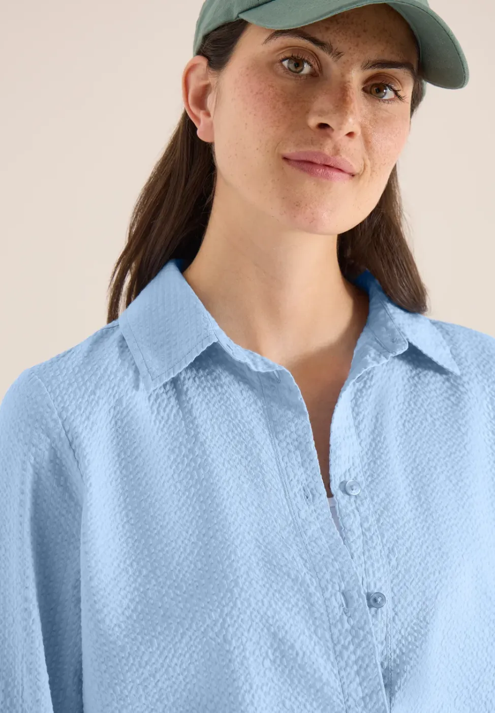 Blouse met lange mouwen, structuur en knopen