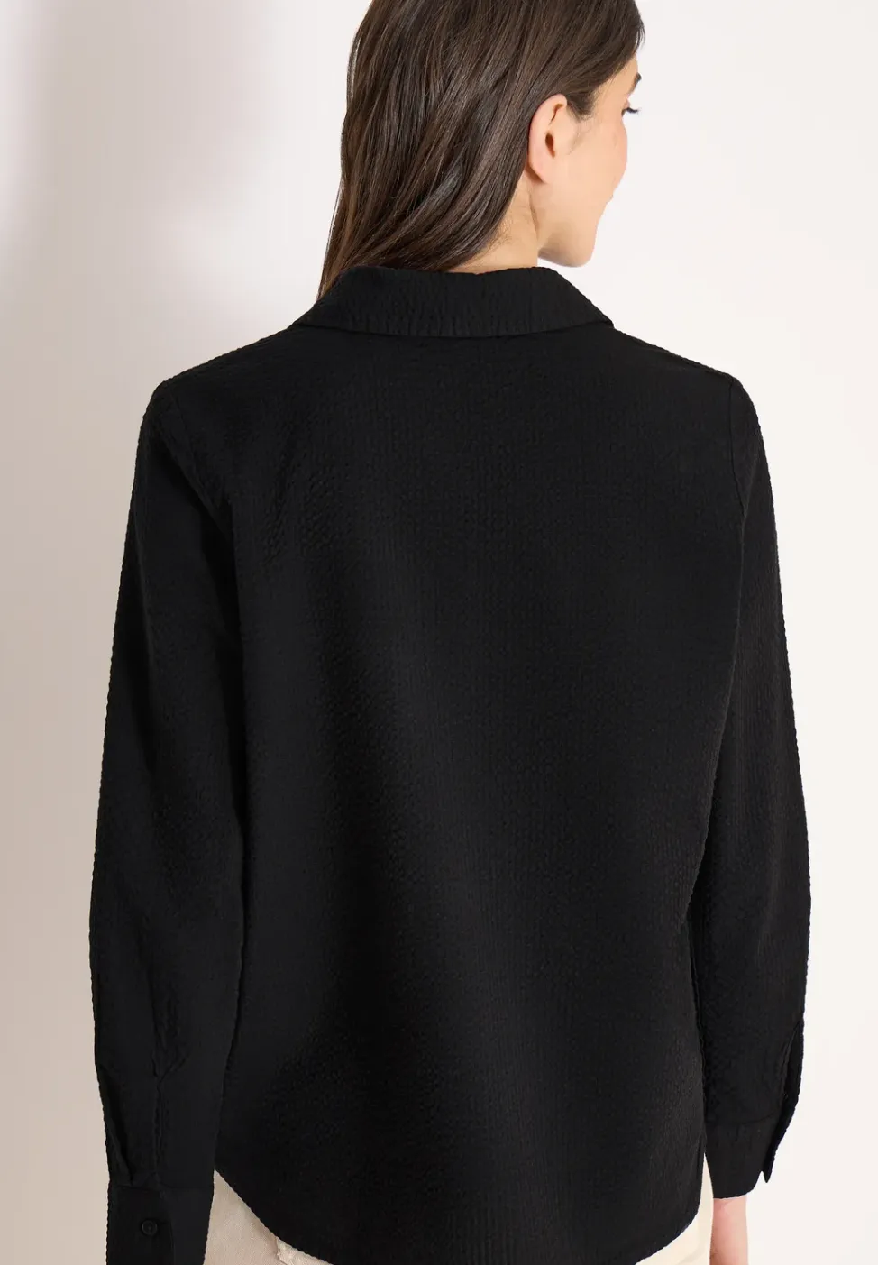 Blouse met lange mouwen, structuur en knopen