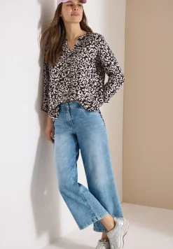 Blouse met leopatroon in linnenmix