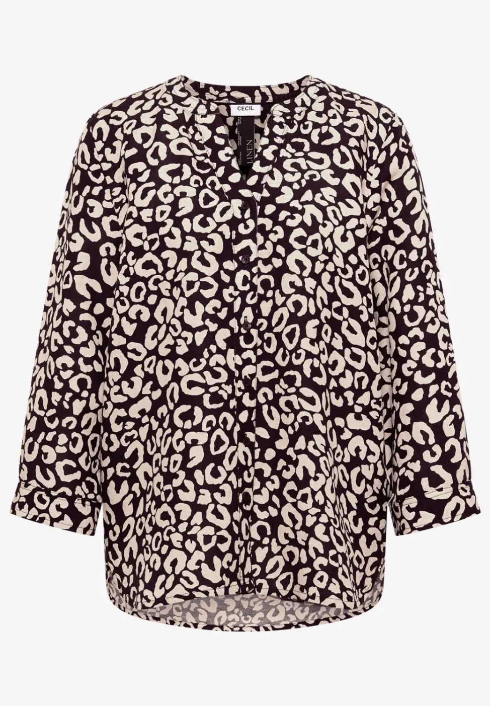 Blouse met leopatroon in linnenmix