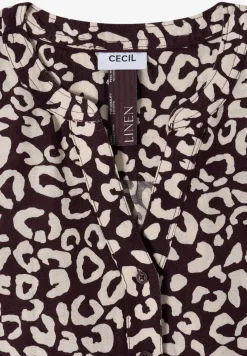 Blouse met leopatroon in linnenmix