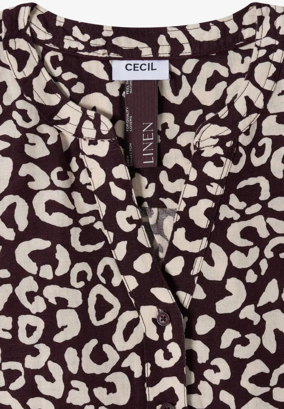 Blouse met leopatroon in linnenmix