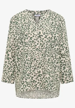 Blouse met leopatroon in linnenmix