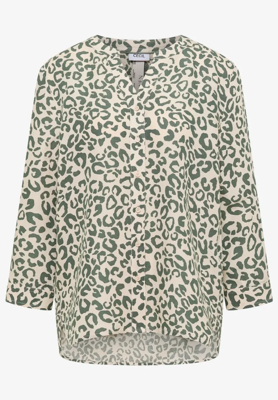 Blouse met leopatroon in linnenmix