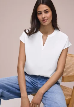 Blouse met losse schouders en gespleten hals