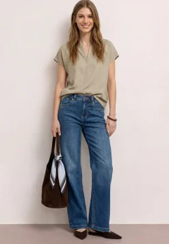 Blouse met losse schouders en gespleten hals