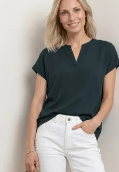 Blouse met losse schouders en gespleten hals