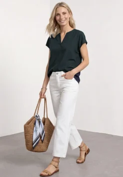 Blouse met losse schouders en gespleten hals